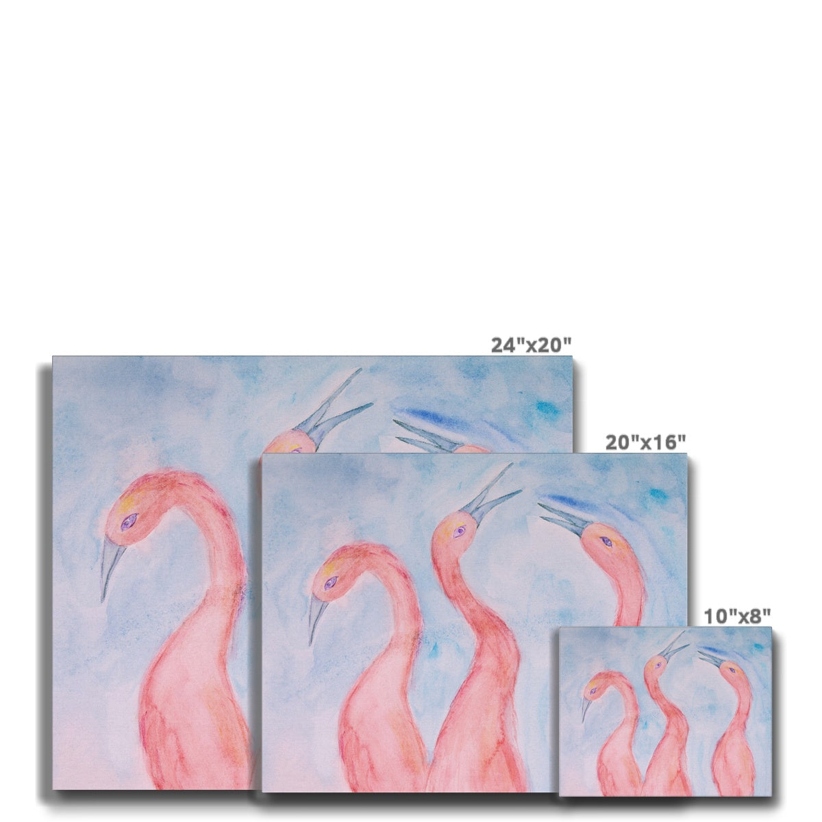 Three Flamingo's Singing Painting Canvas