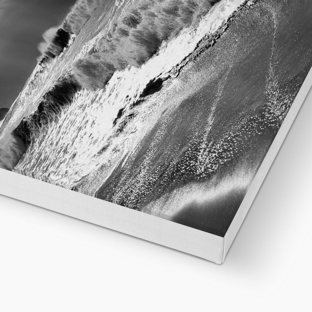 Black & White Beach Waves Beauty Canvas