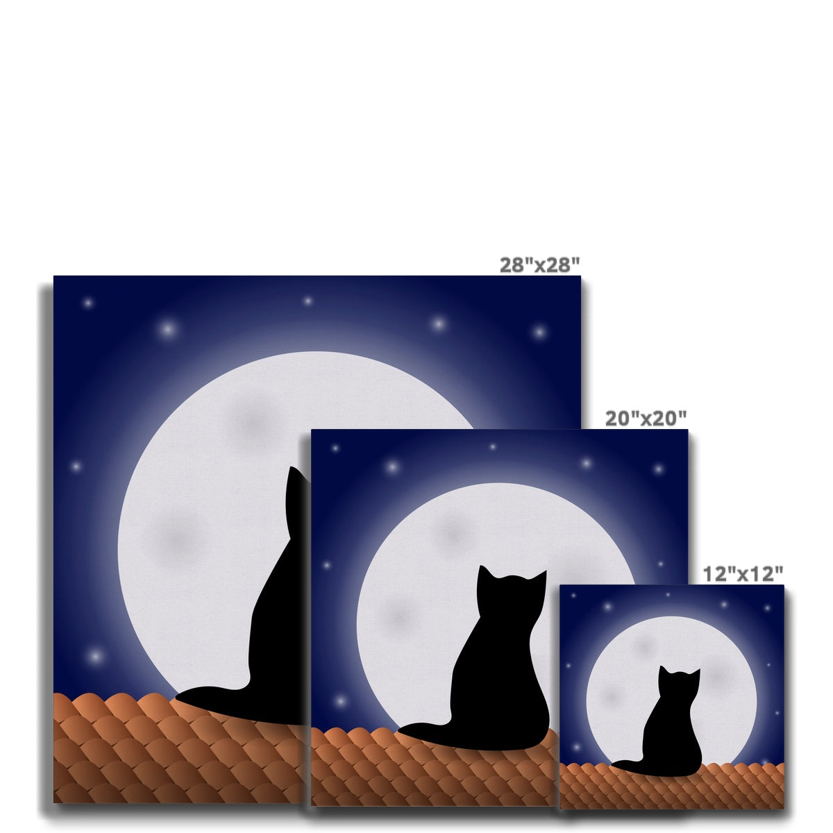 Cat In Solitude With Moon Canvas