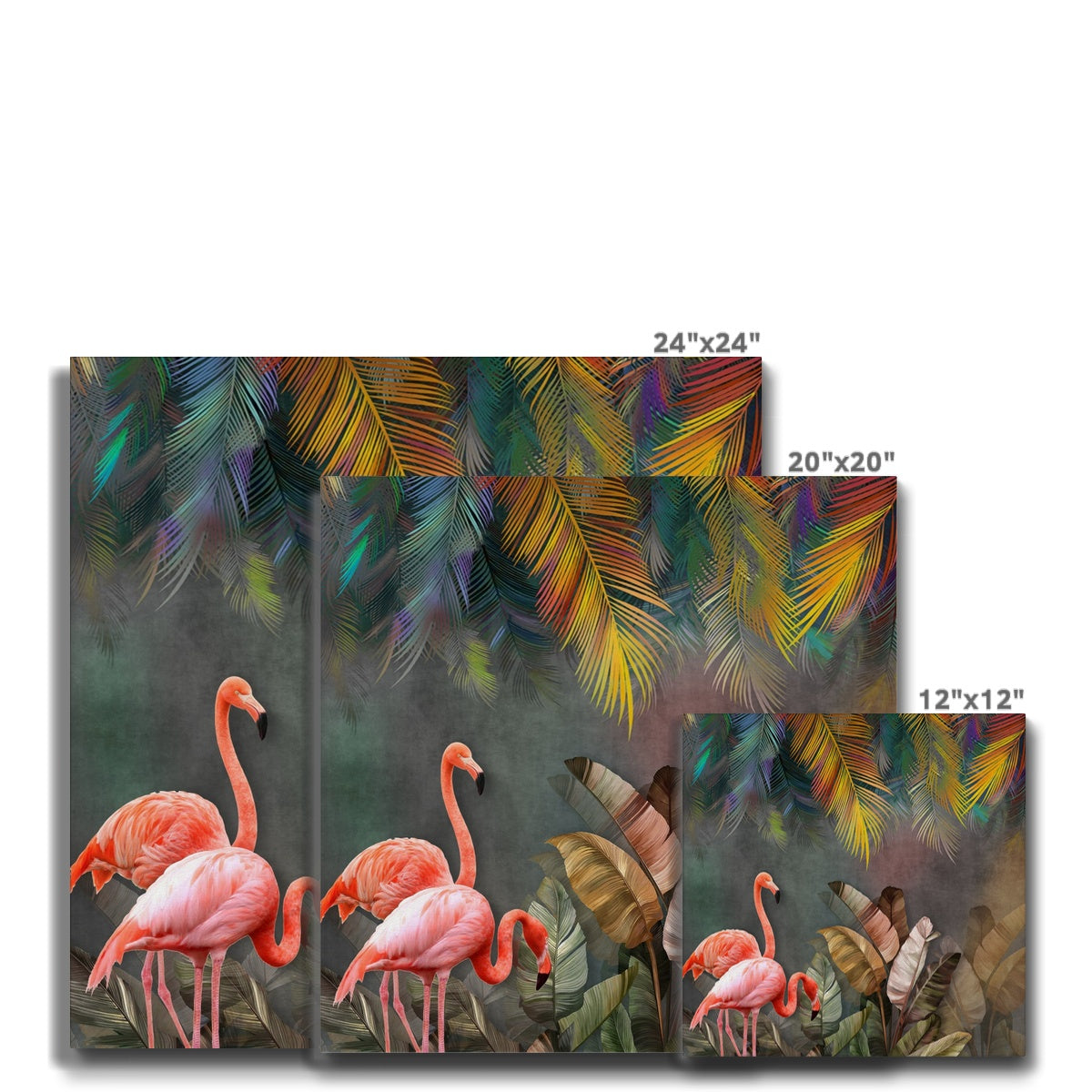 Flamingo & Leaves Wall Art  Canvas