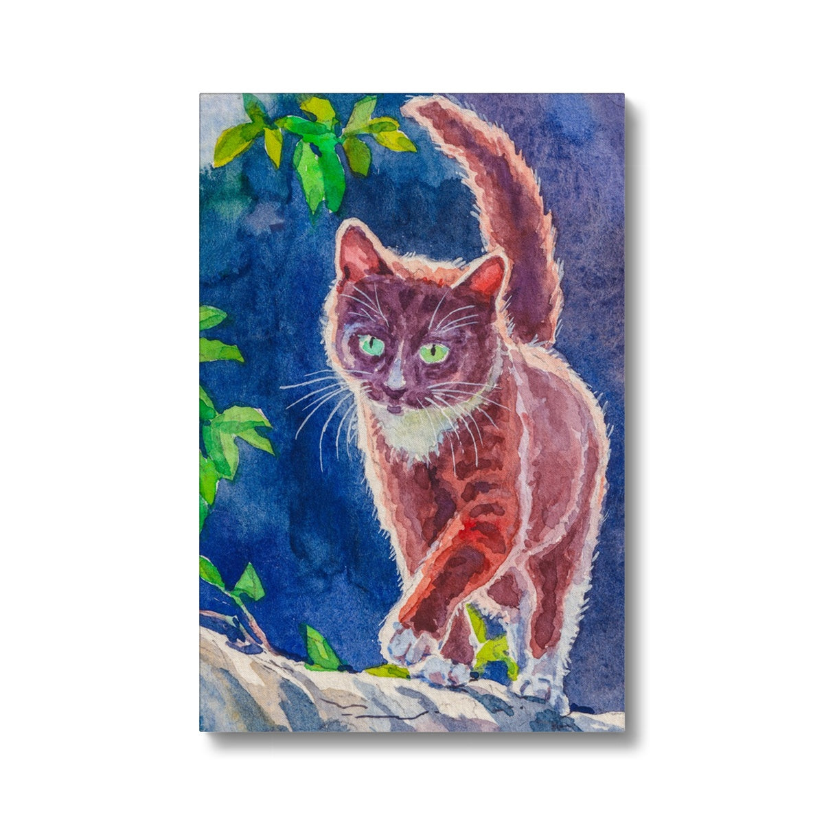 Orange Cat In Garden Oil Portrait Canvas