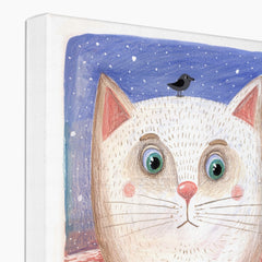 Cat & Sparrow Illustration Canvas