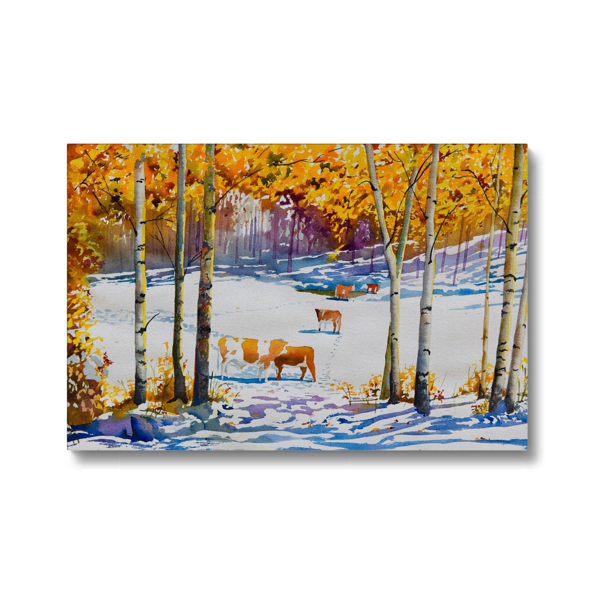 Cow Herd In Snow Painting Canvas