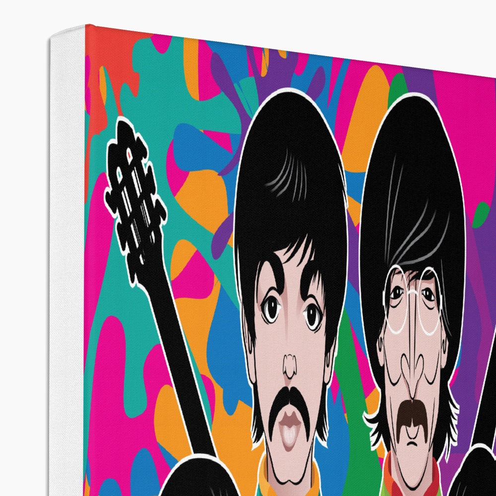 Illustration Artwork Of The Beatles Band Canvas