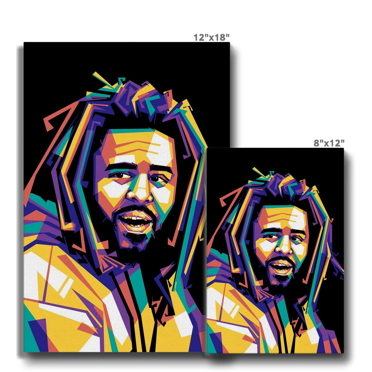 Colorful J Cole Portrait Canvas