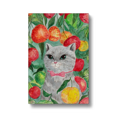 Cat & Apple Garden Painting Canvas