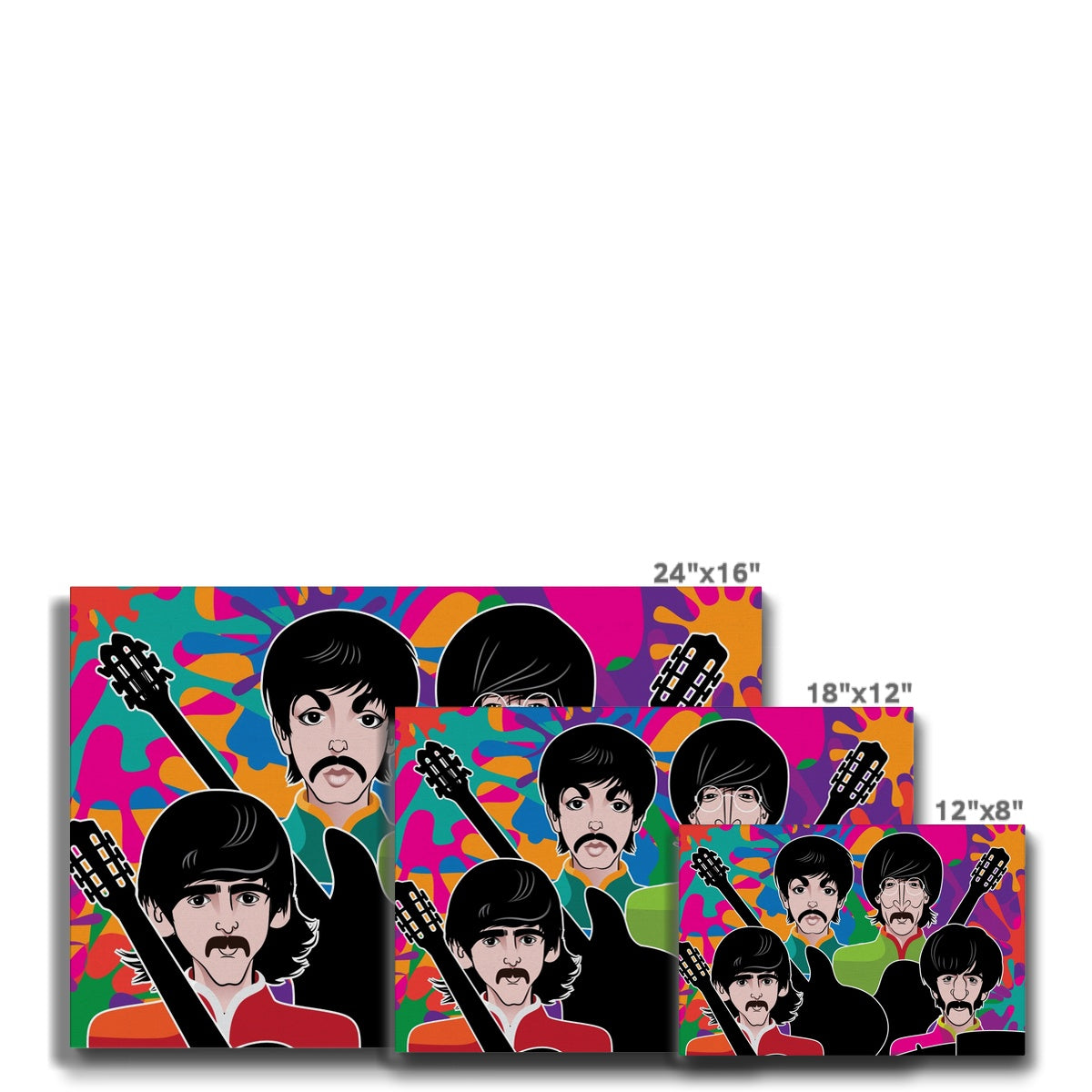 Illustration Artwork Of The Beatles Band Canvas