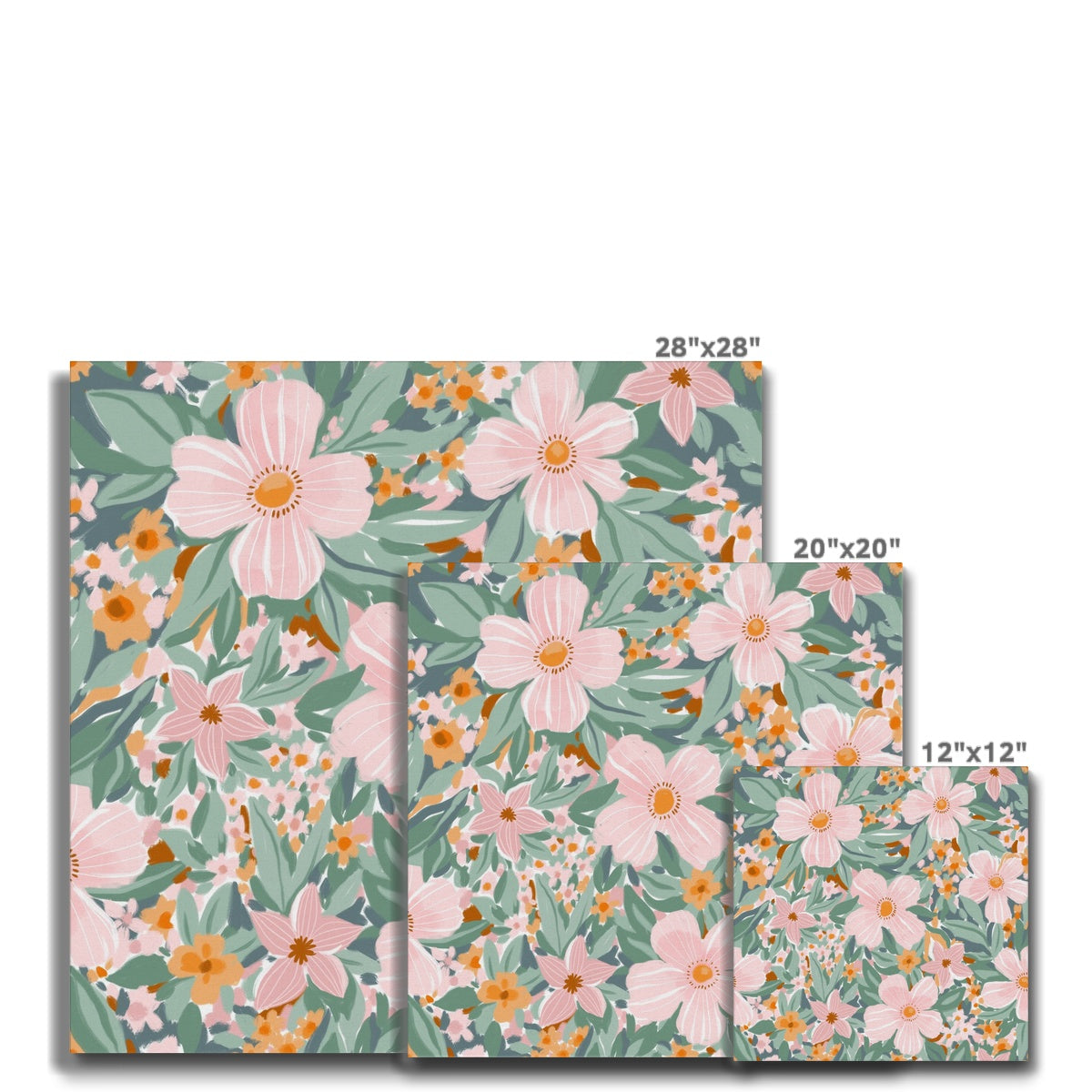 Pink Charming Flowers Illustration Canvas