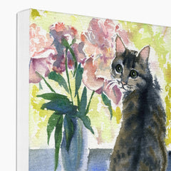 Cat With A Flower Vase Canvas