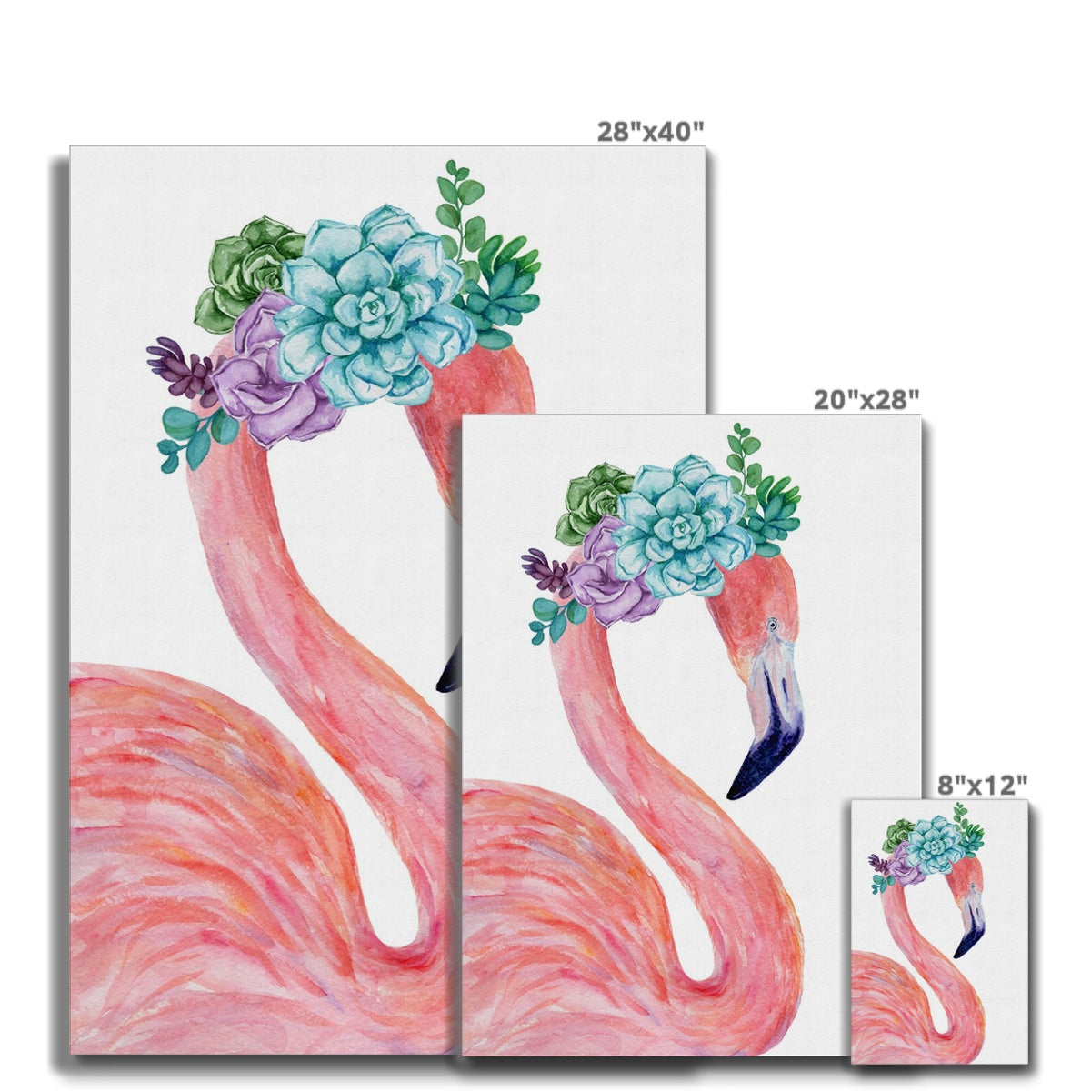 Pink Flamingo With Purple Flower Crown Canvas