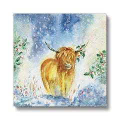 Heavenly Highland Cow Art Canvas