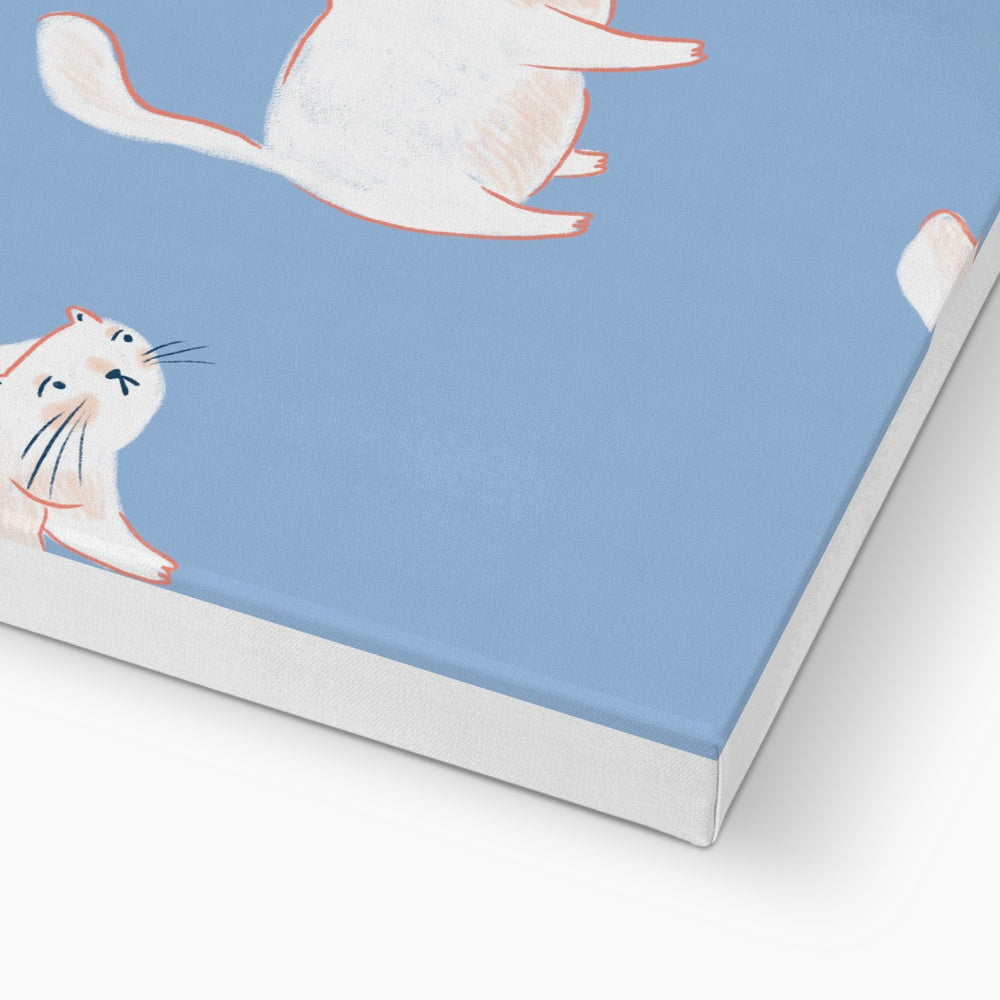 White Cat's Expression Art Canvas