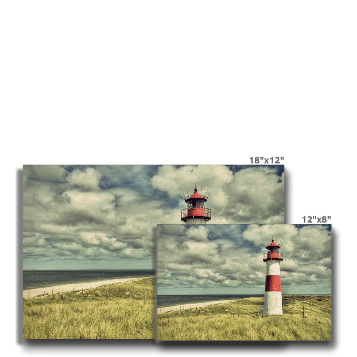 Cloudy Red & White Lighthouse  Canvas