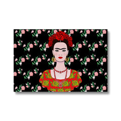 Farida Kahlo's Black Seamless Prints Canvas