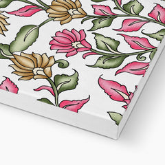 Charming Maximalist Pink Floral Print Canvas