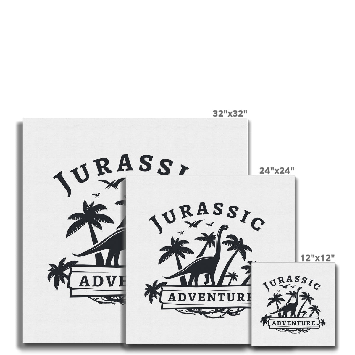 Black &White Jurassic Adventure Art Canvas