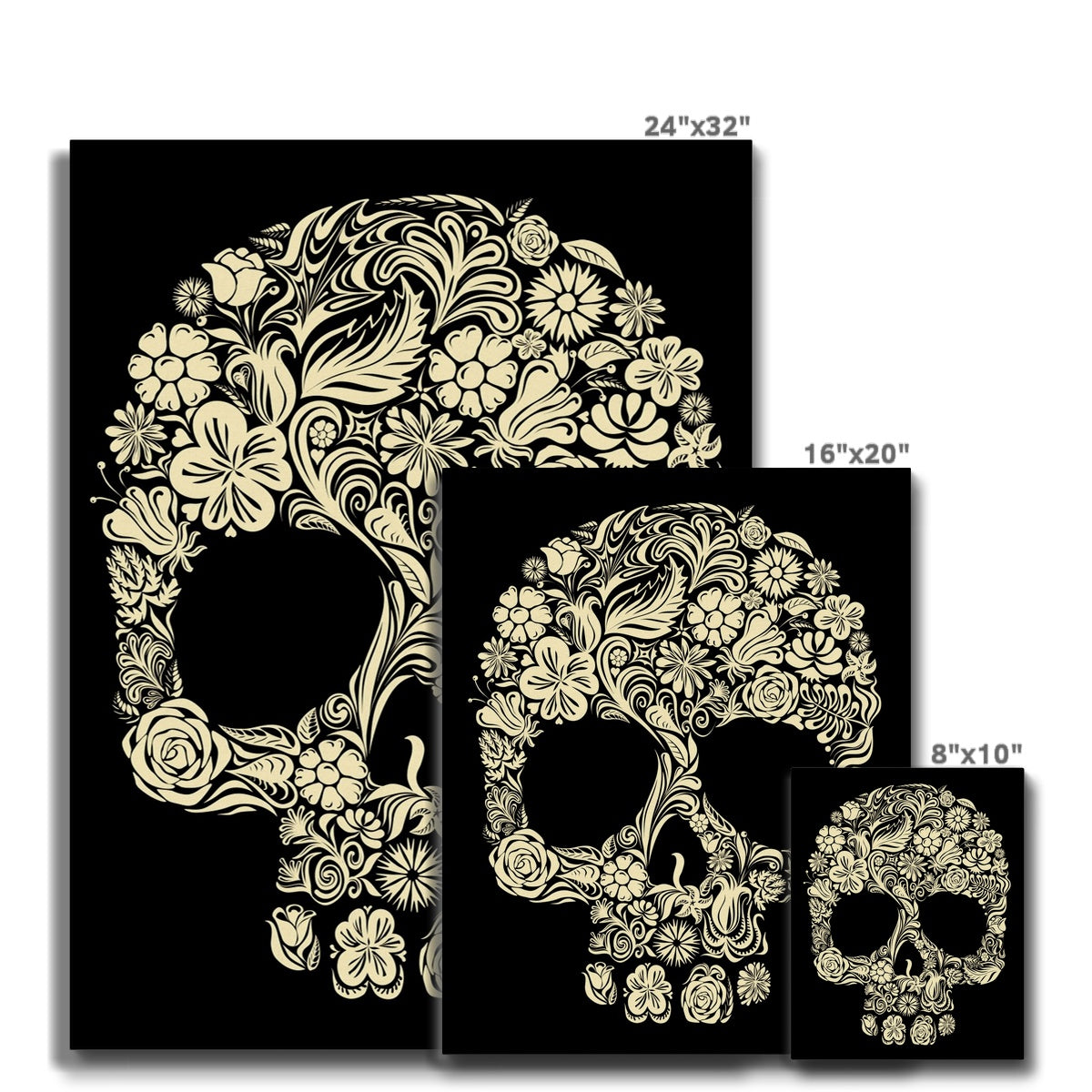 Skull Of Flowers Illustration Canvas