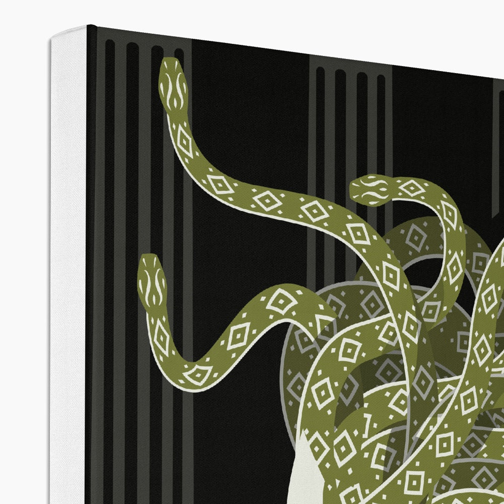 Black & Green Medusa Illustration Canvas