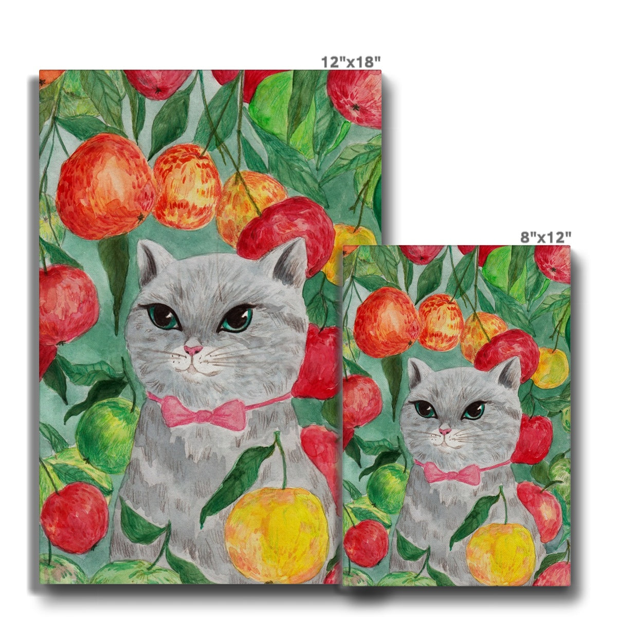 Cat & Apple Garden Painting Canvas