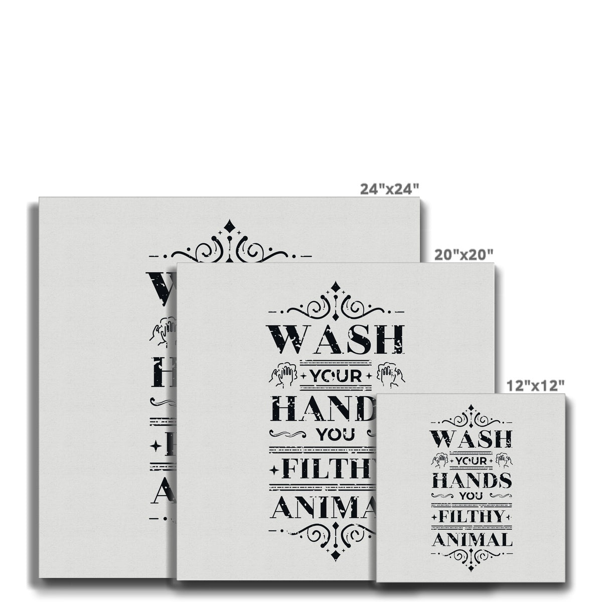 White & Black Wash Hands Quote Canvas