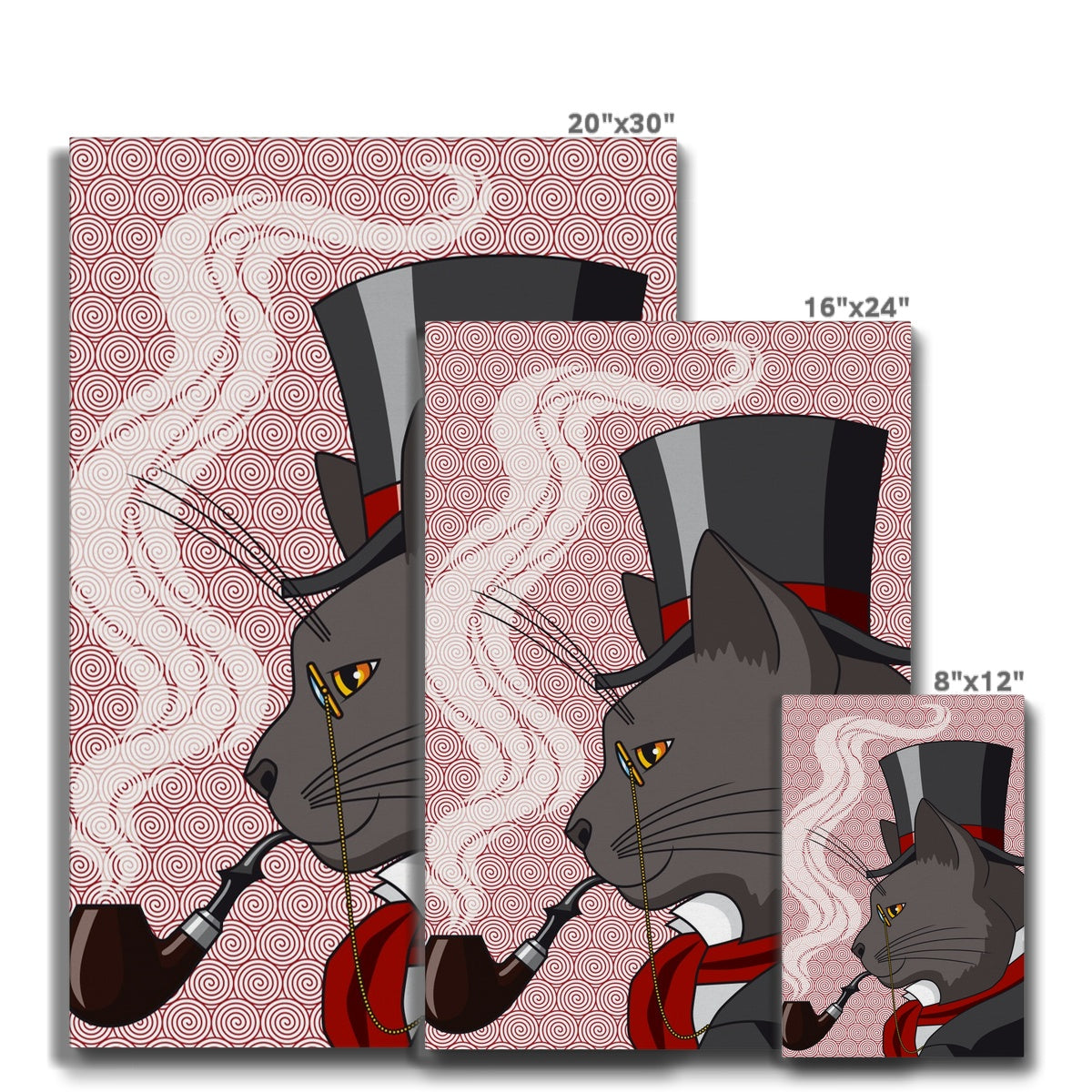 Grey Cat Top Hat Illustration Canvas