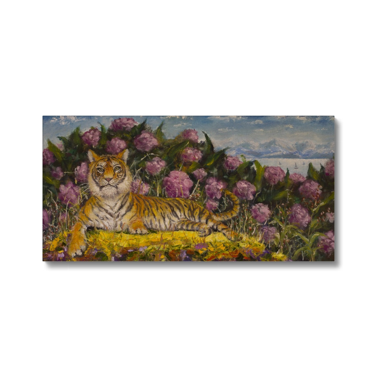 Tiger On A Rose Throne Painting Canvas