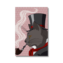 Grey Cat Top Hat Illustration Canvas