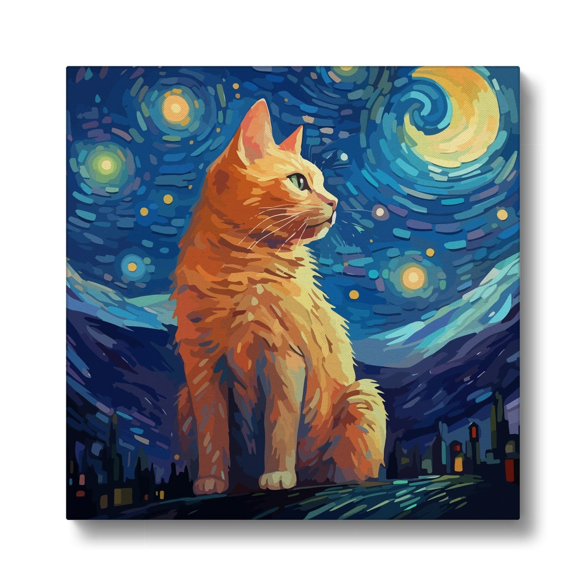 Ethereal Van Gogh's Cat Creation Canvas