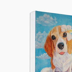 Flower, Basset Hound & Clouds Painting Canvas