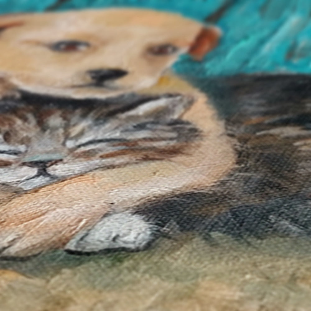 Dog Comforting A Cat Canvas