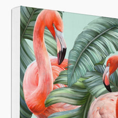 Flamingos In Leaves Wall Art  Canvas