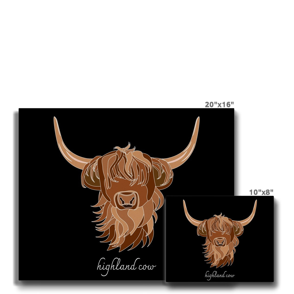 Illustration Of Highland Cow Canvas