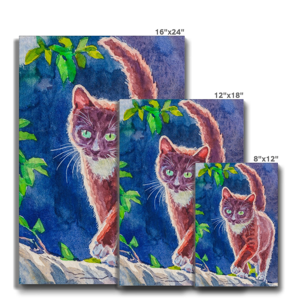 Orange Cat In Garden Oil Portrait Canvas