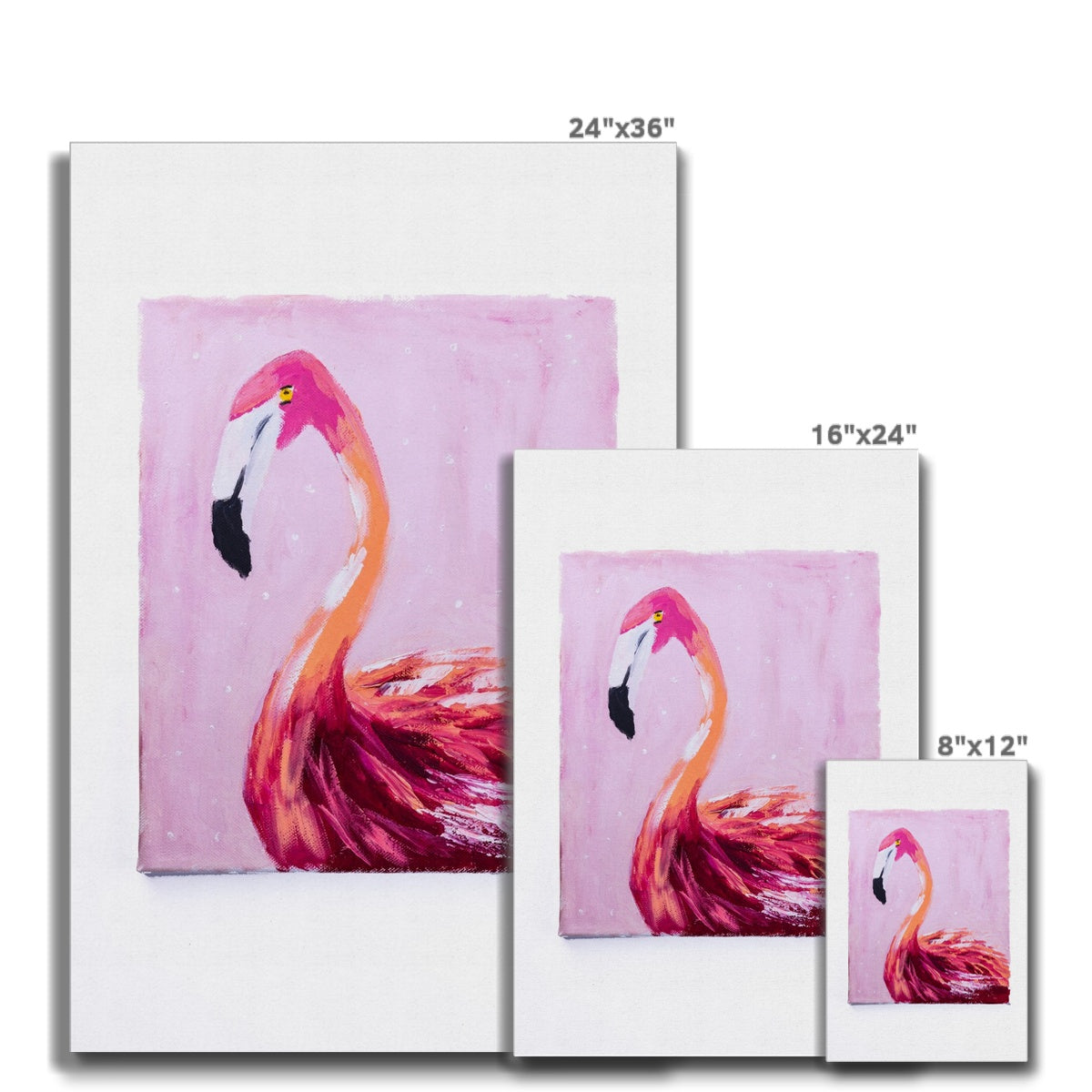 Dark Pink Flamingo Portrait Canvas