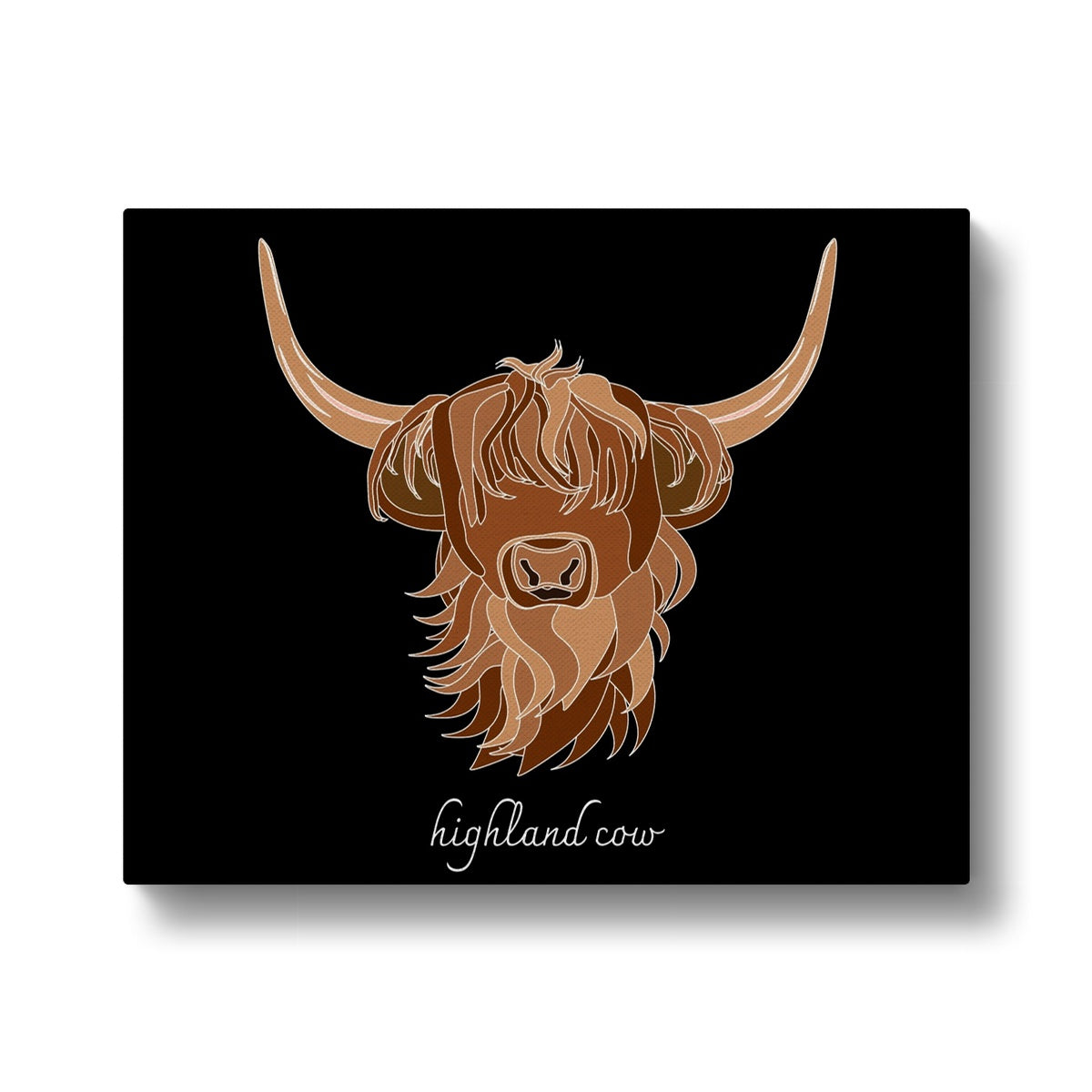 Illustration Of Highland Cow Canvas