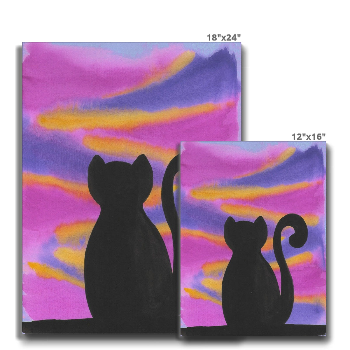 Black Cat & Colourful Sky Canvas